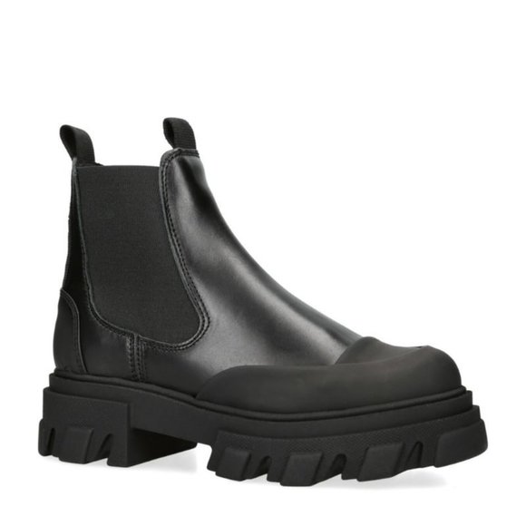 Ganni Rear Logo Low Chelsea Boots in Black 41 11 - Picture 1 of 8